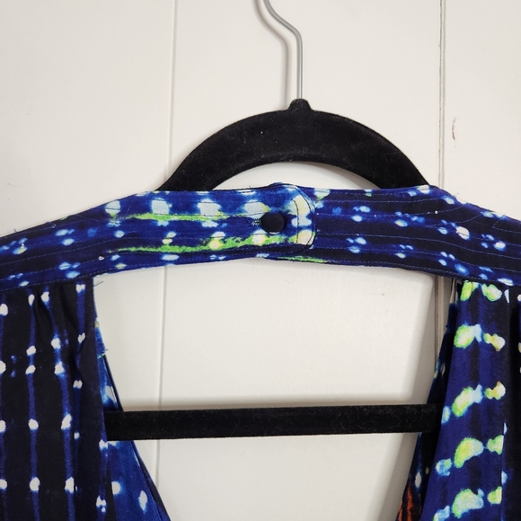 Parker Blue Surplice 100% Silk Long Sleeve Summer Mini Dress Dressy Party blue - Picture 11 of 13